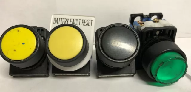 4 - Fuji Electric AR22FOL Push Button LOT GREEN  YELLOW  BLACK  #12670