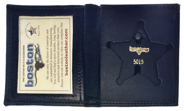 BOSTON LEATHER BOOK STYLE BADGE WALLET: 5 Point Star Cutout (150-S-5015)