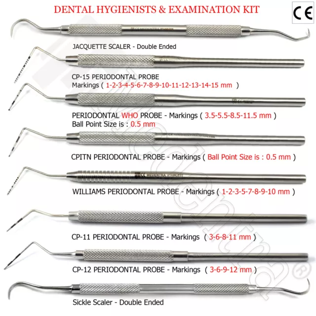 Dental Diagnostic Periodontal Probes Explorer Scalers Williams CP12 BPE MEDENTRA