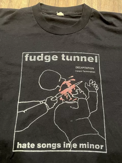 Vintage 90s Fudge Tunnel Hate Songs in E Minor Decapitation T-Shirt sz XL 2