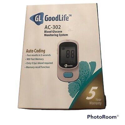 Sistema de monitoreo de glucosa en sangre Good Life ac-302 codificación automática 900 memoria de prueba