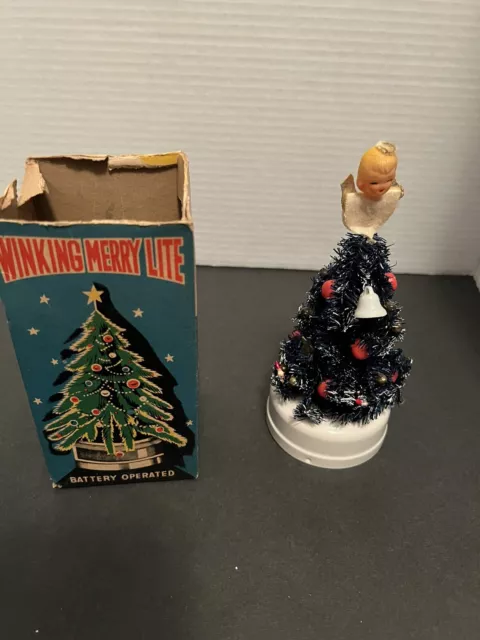 1950’s Vintage Winking Merry Lite LANTERN Christmas Tree With Topper - Rare