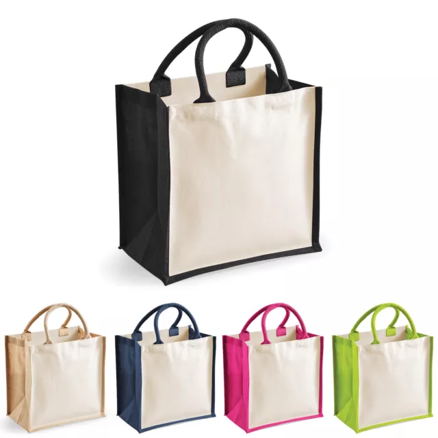 Westford Mill Plain Midi Cotton Canvas Reusable Jute Shoulder Shopping Bag