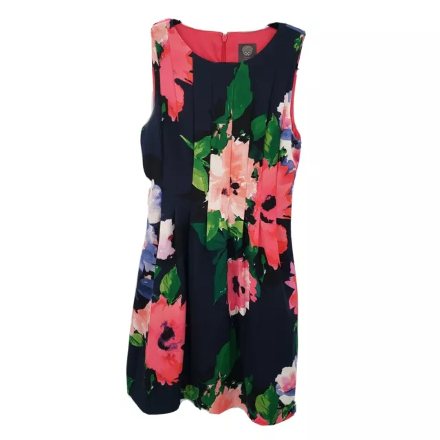 Vince camuto sleeveless floral ponte knit dress womens size 6 scuba fit flare