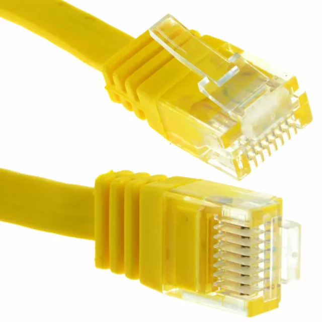 5m FLAT CAT6 Ethernet LAN Patch Cable Low Profile GIGABIT RJ45  YELLOW