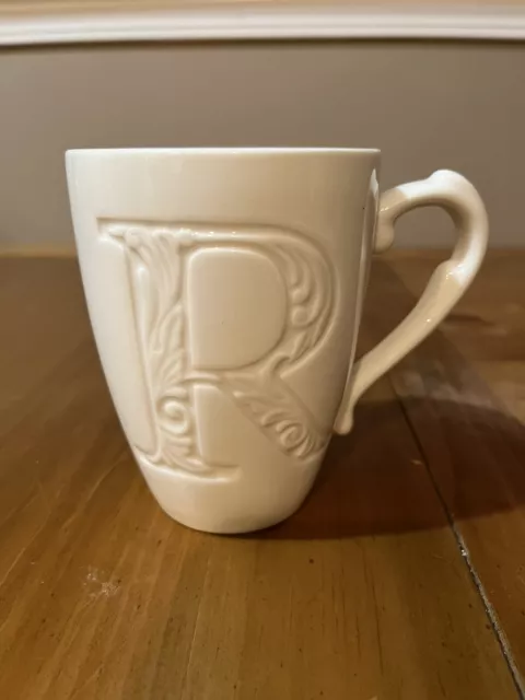 Lenox American by Design White Mug Cup Embossed Letter Initial “R”