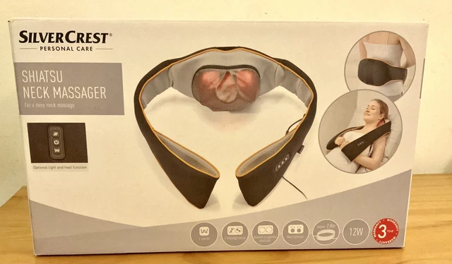 SILVER CREST SHIATSU Neck Massager Heat Therapy Vibrate Massage