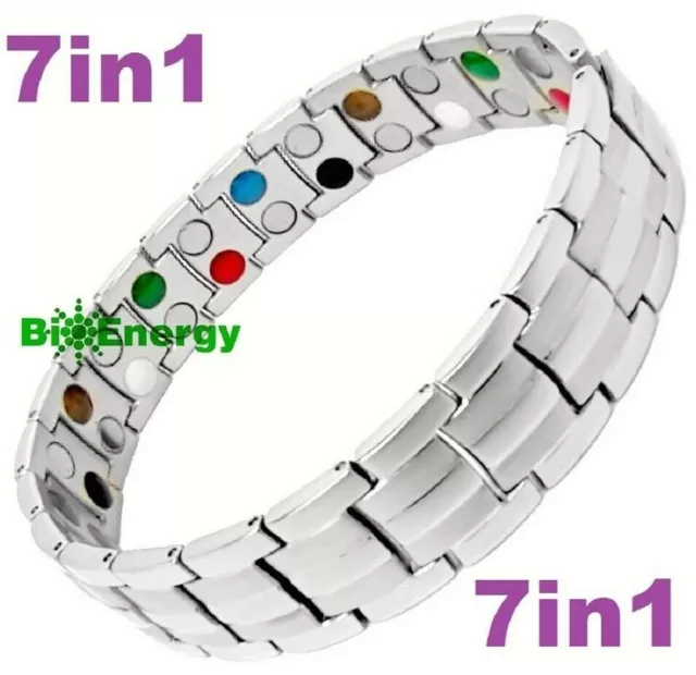 TITANIUM Magnetic Energy Armband Power Bracelet Health Bio 7in1 Bio  25558