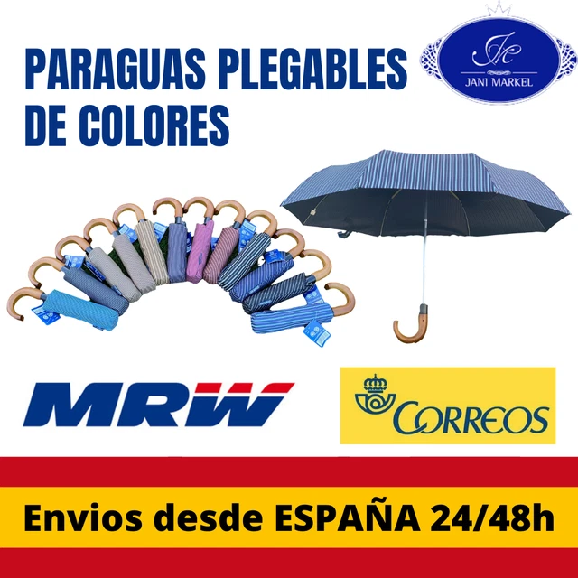 PARAGUAS PLEGABLE automático de Antiviento mango de madera A++ EUR 65,00 PicClick DE