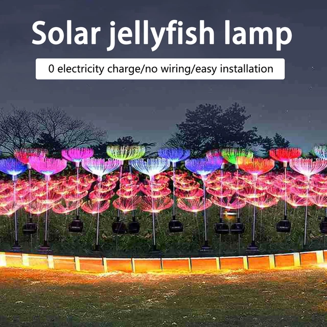SOLAR JELLYFISH LIGHT Waterproof LED Fiber Optic Landscape Solar Garden ...