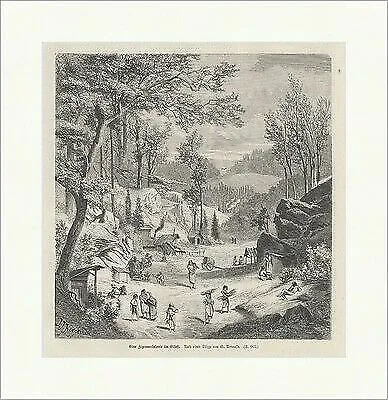 Eine Zigeunerkolonie im Elsaß Arnould Hütten Kinder Familien Holzstich E 17894