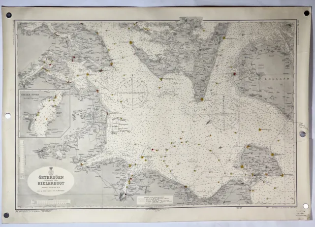 Vintage Original 1961 Denmark/Danish Map ‘Ostersoen Kielerbuet’ 42”x30”