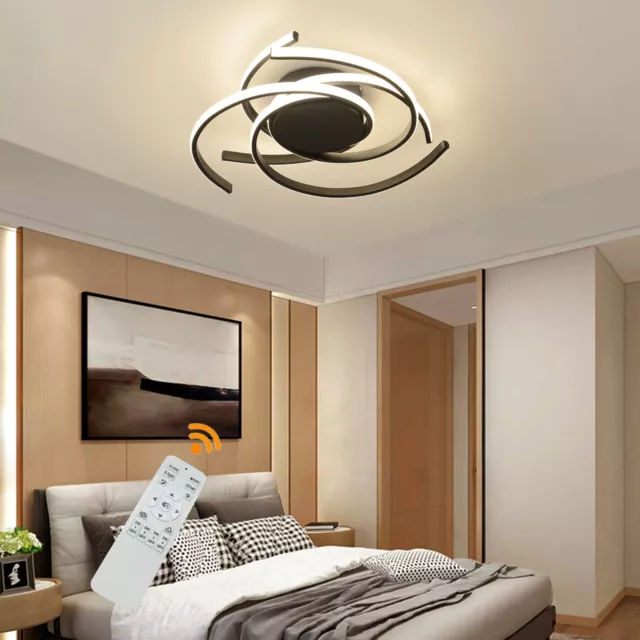 Modern Ceiling Light Flush Mount Dimmable LED Chandelier Lamp Fixture+Remote