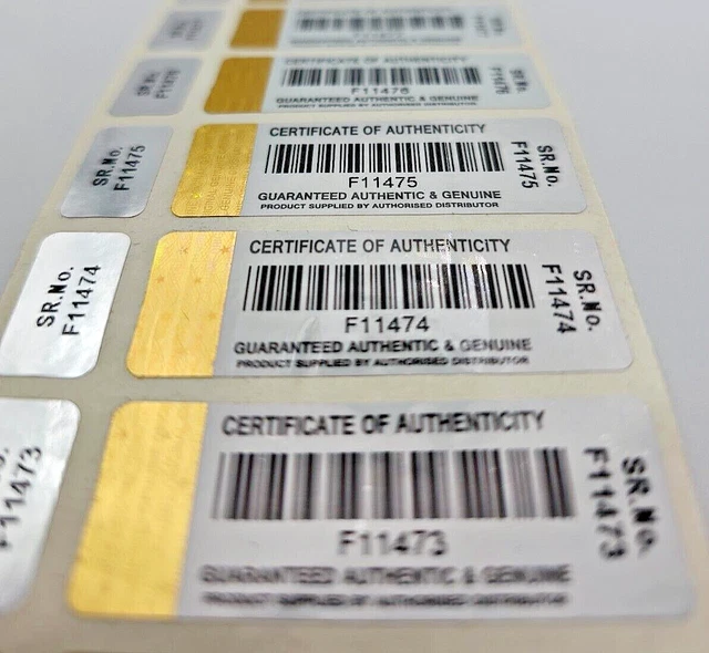 COA CERTIFICATE OF Authenticity Security Labels Void Side Label ...