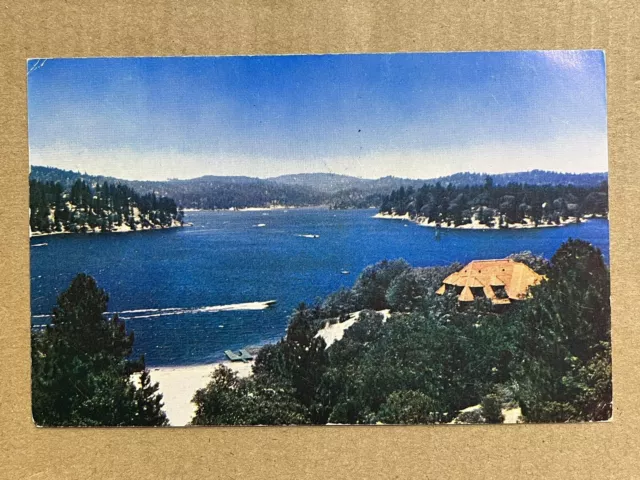 Postcard California Lake Arrowhead Aerial View San Bernardino Vintage Old CA PC