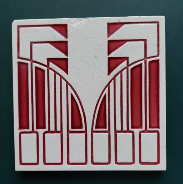 Fliese Peter Behrens Jugendstil art nouveau tile  rot