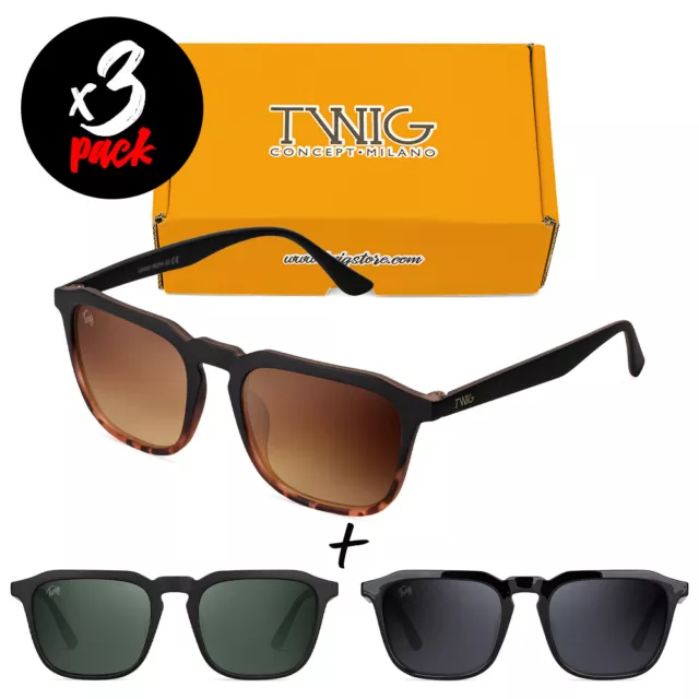 Tres gafas de sol TWIG Pack ROTH [Premium] hombre/mujer rectangulares fashion