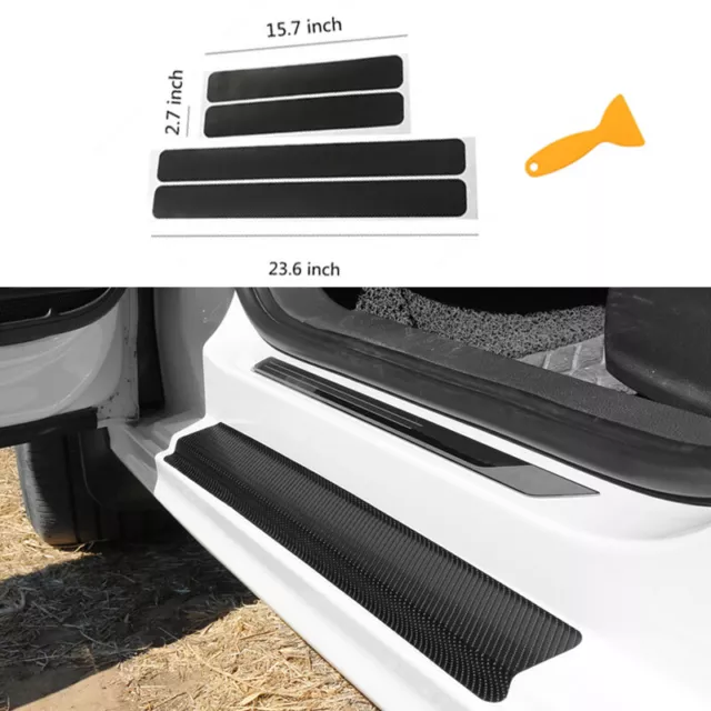 Accessories 5D Car Stickers Carbon Fiber Door Sill Protector Scuff Plate Trim 4X