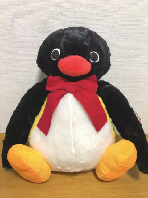 Pingu Penguin Plush Big Fluffy Bow Ribbon 45cm 17.7" New Cute Animal