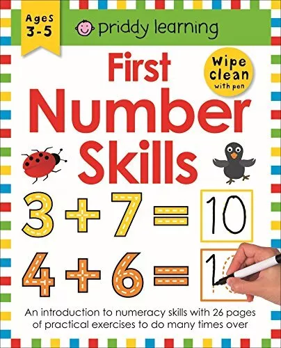 First Number Skills (UK EDITION) (Wipe Clean Workbooks) by Roger Priddy Book The