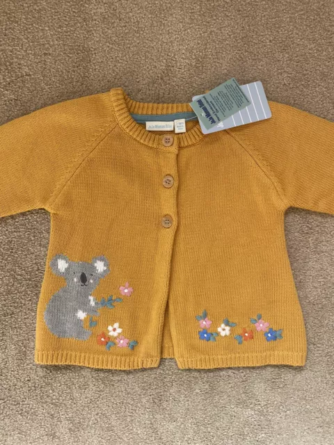 Brandneu mit Etikett Jojo Mama Baby Mädchen Koala & Blumen Senfgelb Strickjacke Alter 2-3 - NEU