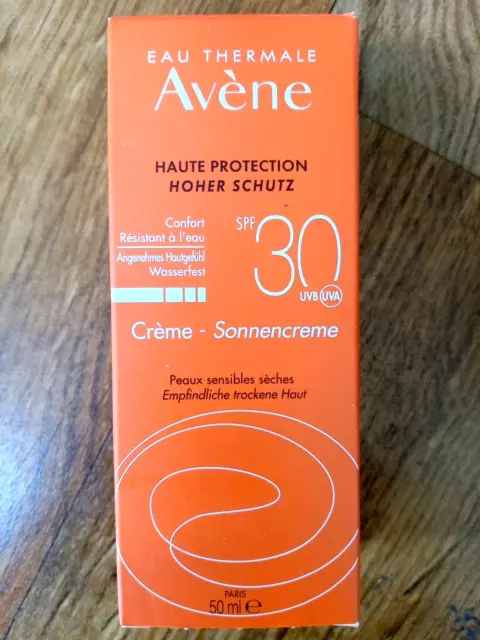 Avène SPF 30+ Crème Solaire Confort Eau Thermale Peau sensible sèches 50ml