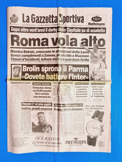 Gazzetta Dello Sport - 30 Septembre 2001 - Totti, Batistuta, Roma - Édition Originale