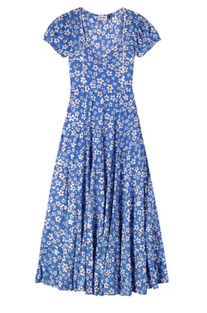 Rixo Tamara Dress Floral Daisy Blue Size Medium