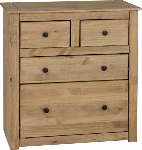 Solid Waxed Pine 2+2 Drawer Chest W80cm x D40.5cm x H83.5cm PAM