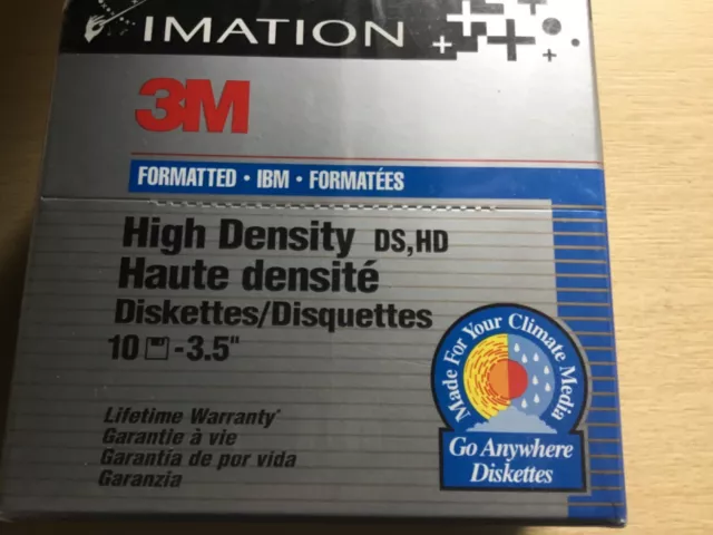 IMATION 3.5" 2HD IBM FORMATTED 1.44MB FLOPPY DISKS (10 PACK) Unopened