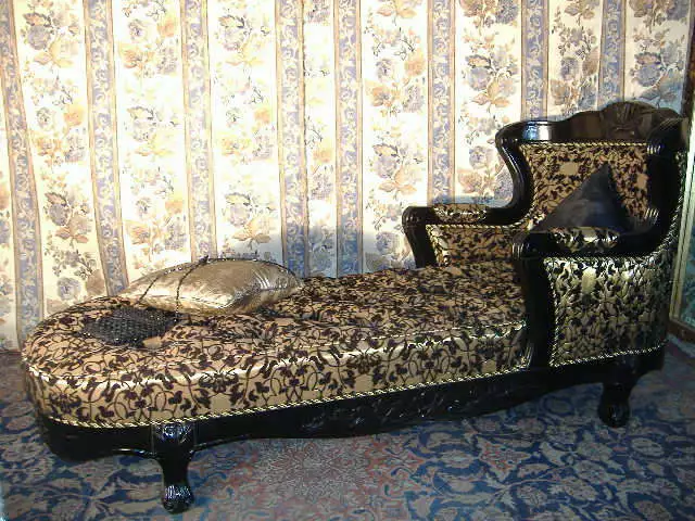 Stunning chaise longue love chair armchair with exclusive fabric from a castle