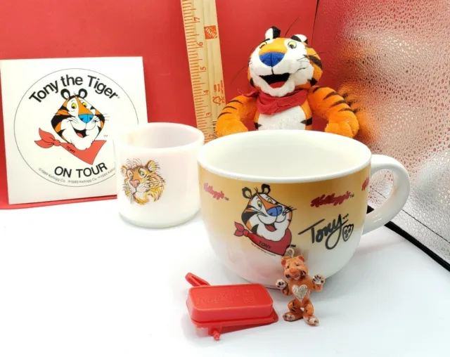 VINTAGE KELLOGG’S TONY Tiger Bowl Stuffed Animal Fire King Coffee Cup