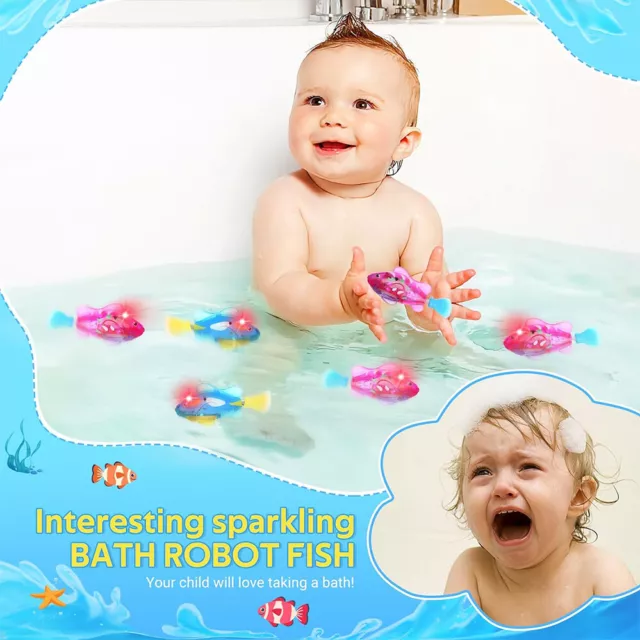 3-10PC Electric Baby bath toy LED Light Water Swimming Robot Fish