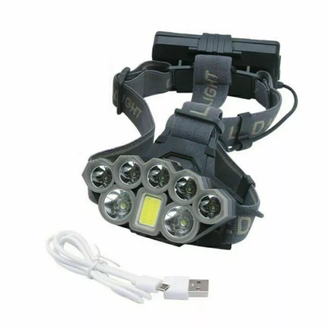120000LM 8X XM-L T6 COB LED USB Geh raus Stirnlampe 18650 Kopf Fackel Licht800m* 3