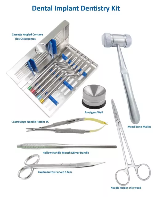 Dental Kit Amalgam Well, Osteotomes Cassettes, Goldman Fox Ciseaux Cur ,