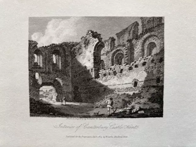 1815 Antique Print; Canterbury / Dane John Castle Interior, Kent after Deeble