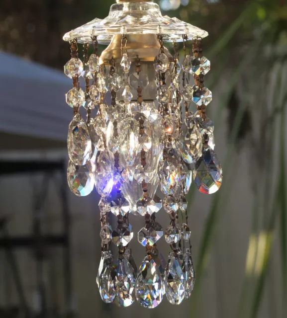 Swag plugin Mini Hanging Jelly Fish Vintage Lamp Chandelier Brass Crystal Glass