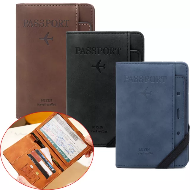 Unisex Passport Holder Cover Wallet Travel RFID Blocking Leather Card Case Gift