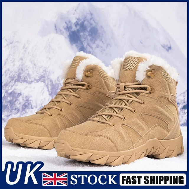 FUR LINED SNOW Boot Lace Up Boots Lightweight Men Winter Warm Ankle