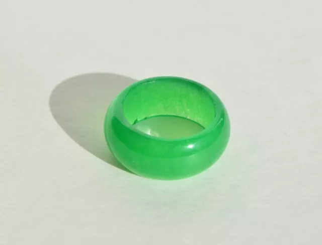 Vintage Natural Genuine Translucent Green Jadeite Jade Band Ring Size 7.75 2