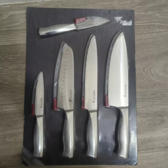 Sabatier Edgekeeper 5-Piece Forged German Steel Textured Knife Set