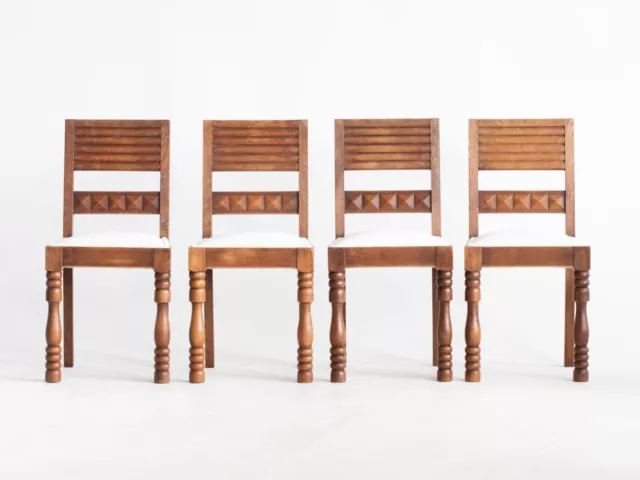 Art Deco Oak Dining Chairs, Set of Four