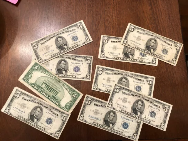✯$5 Silver Certificate Note✯ Blue Seal ✯Old Money Rare Bill 1953✯FREE SHIP✯