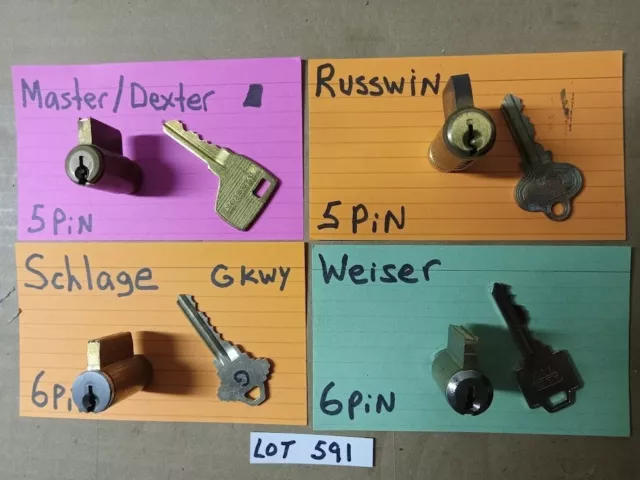 Lot #591....4 Pcs. Challenge....lock Cylinder Lot...pickers, Locksport, Students