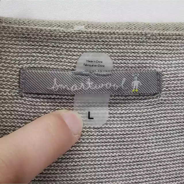 Smartwool scrolling stripe vneck sweater long sleeve merino wool blend tan L 3