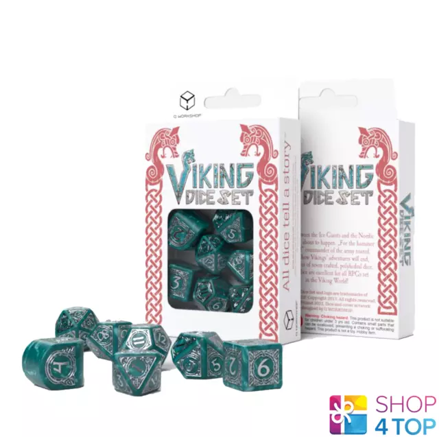 Viking Dice Set Mjolnir Green Silver Wurfelset Rollenspiel Q-Workshop Neu