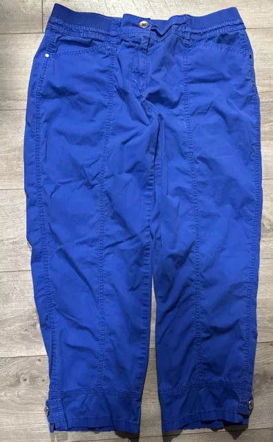 Chico’s Women’s Size 1 (M 8-10) Royal Blue Capri Pants Stretch Elastic Waist