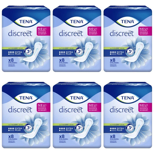 6 x Tena Einlagen Discreme Extra Plus Hygieneeinlagen 8 Stück