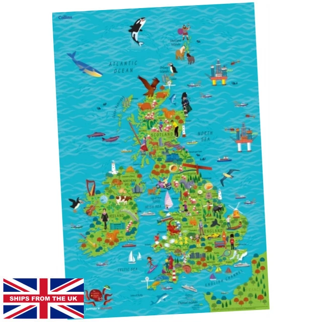 CHILDREN'S WALL MAP of the United Kingdom and Ireland (Sheet map