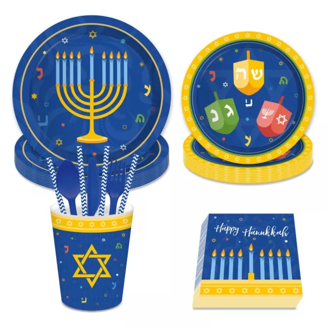 Hanukkah Party Set Serves 8 Includes Dinner Plates Dessert Plates Napkins Cups